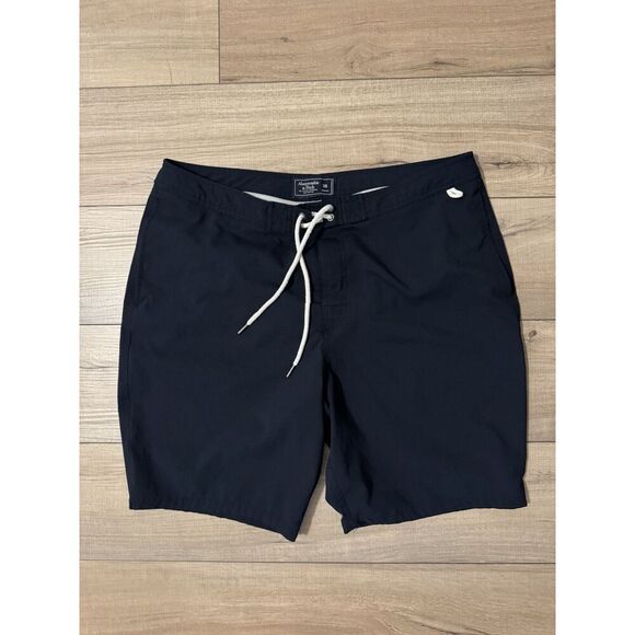 ABERCROMBIE & FITCH NAVY BLUE SWIM BOARD SHORTS Mens Size 36 Stretch Trunks - Picture 1 of 1